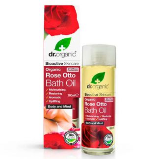 Aceite para Baño con Rosa de Damasco Dr. Organic - 100 ml.