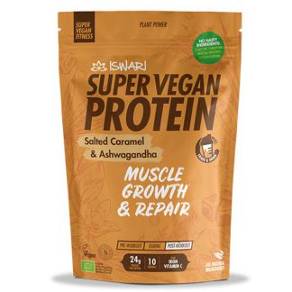 Super Vegan Protein Caramelo Salado-Ashwagandha Bio Iswari - 350 gramos