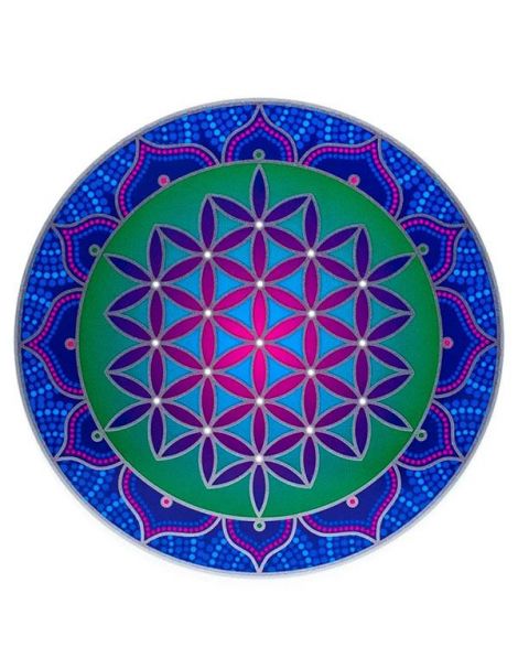 Adhesivo Flor de la Vida Azul/Verde/Violeta - 13.5 cm.