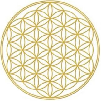 Adhesivo Flor de la Vida Dorado Transparente - 11.7 cm.