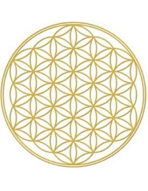 Adhesivo Flor de la Vida Dorado Transparente - 11.7 cm.