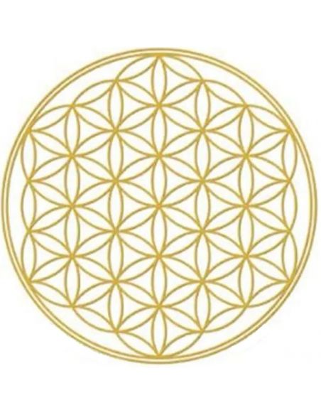 Adhesivo Flor de la Vida Dorado Transparente - 11.7 cm.