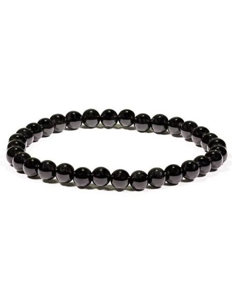 Pulsera Bolas Turmalina Negra - 6 mm.