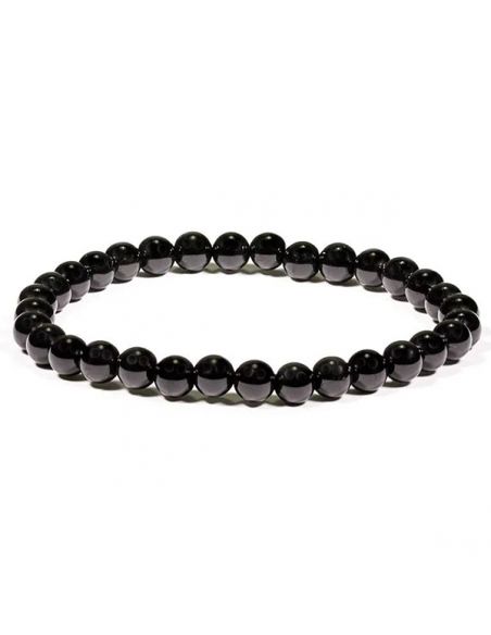Pulsera Bolas Turmalina Negra - 6 mm.