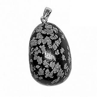 Colgante Canto Rodado Engarzado Obsidiana