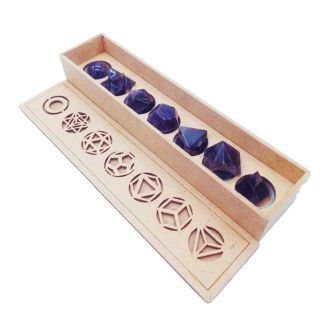 Juego de Siete Poliedros de Lapislázuli en caja de Madera