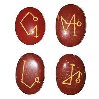 Set de Piedras Jaspe Rojo con Símbolos Arcángeles