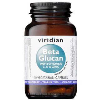 Beta Glucano con Vitaminas C, D3 y Zinc Viridian - 30 cápsulas