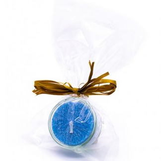 Vela de Cera de Palma de Té Azul con Portavelas de Cristal Kenzerfarm - 1 unidad