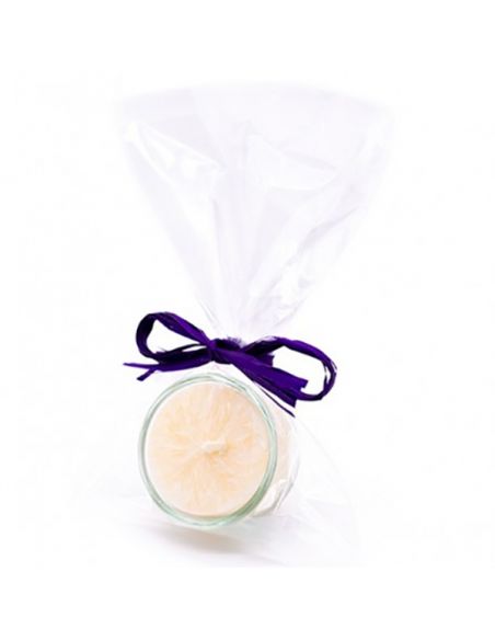 Vela de Cera de Palma de Té Blanca con Portavelas de Cristal Kenzerfarm - 1 unidad