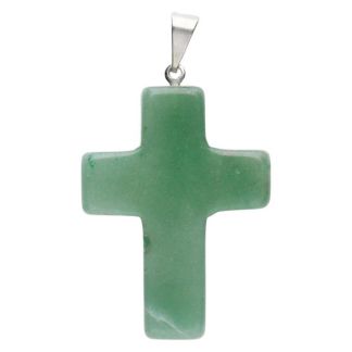 Colgante Cruz Cuarzo Verde
