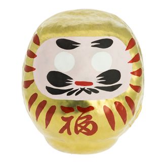 Daruma Japonés Dorado (Fortuna) Tierra Zen - 9x7.5 cm.