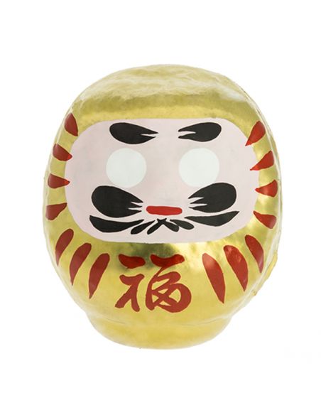 Daruma Japonés Dorado (Fortuna) Tierra Zen - 9x7.5 cm.
