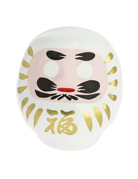 Daruma Japonés Blanco (Amor) Tierra Zen - 9x7.5 cm.