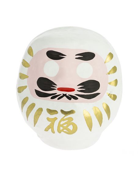 Daruma Japonés Blanco (Amor) Tierra Zen - 9x7.5 cm.