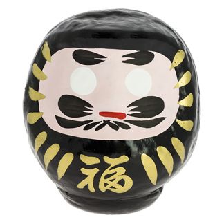 Daruma Japonés Negro (Protección) Tierra Zen - 9x7.5 cm.