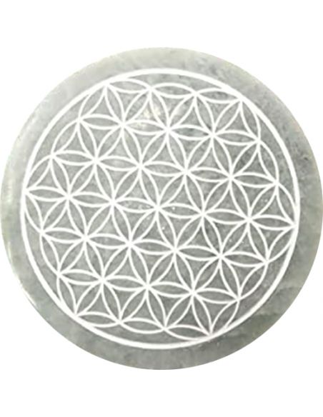 Placa de Selenita Grabada con Flor de la Vida en Caja