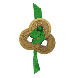 Tres Monedas Chinas Entrelazadas Verde Salud