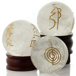 Esfera de Cuarzo Cristal de Roca con Símbolos Reiki - 5 cm. (1 unidad)