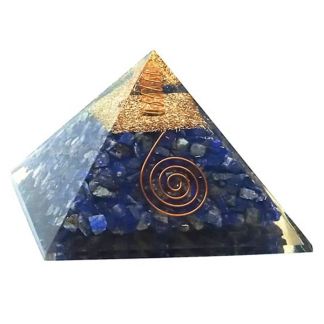 Orgonita Pirámide Lapislázuli con Espiral 9x9 cm.