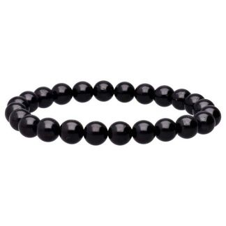 Pulsera Bolas Turmalina Negra - 8 mm.