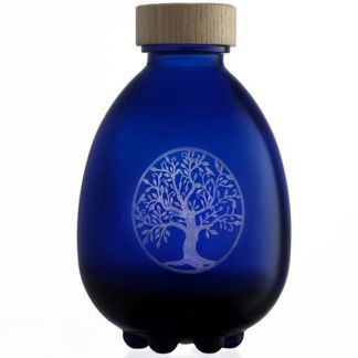 Botella de Vidrio Egg of Life con Árbol de la Vida Grabado y Tapón de Madera Vitbot - 500 ml.