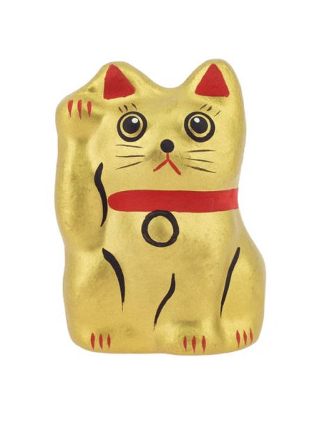 Maneki Neko Kin (El Gato de la Suerte) Prosperidad Tierra Zen - Dorado 4.8 cm.