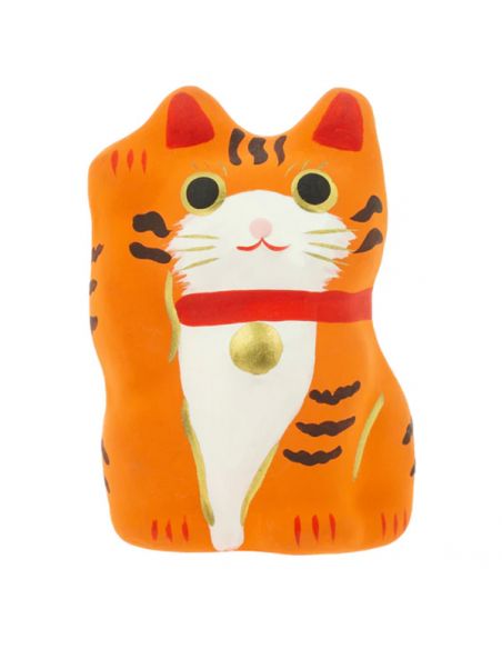 Maneki Neko Chatora (El Gato de la Suerte) Éxito Tierra Zen - Naranja 4.8 cm.