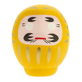 Daruma Japonés Amarillo (Prosperidad) Tierra Zen - 9x7.5 cm.