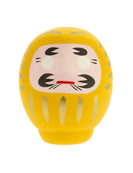 Daruma Japonés Amarillo (Prosperidad) Tierra Zen - 9x7.5 cm.