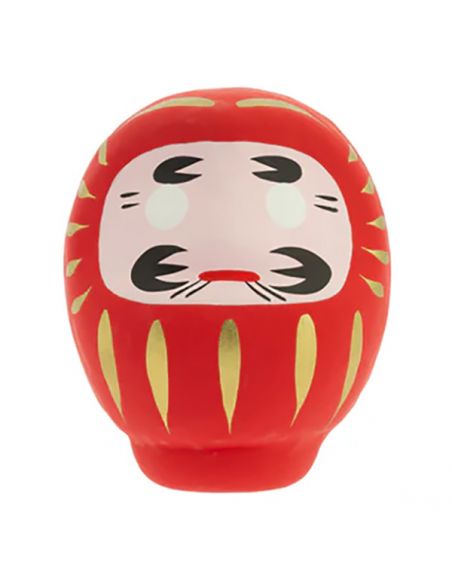 Daruma Japonés Rojo (Suerte) Tierra Zen - 9x7.5 cm.