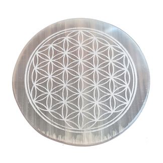 Placa de Selenita Grabada con Flor de la Vida Nestinar