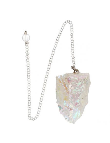 Péndulo de Cuarzo Aqua Aura Blanco Bruto