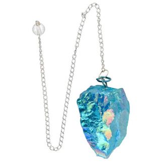 Péndulo de Cuarzo Aqua Aura Azul Bruto
