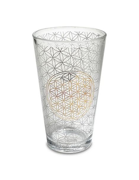 Vaso Alto con Flor de la Vida - 480 ml.