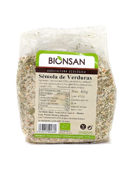 Sémola de Verduras Ecológica Bionsan - 400 gramos