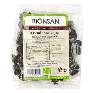 Arándano Rojo Sin Azúcar Añadido Ecológico Bionsan - 100 gramos