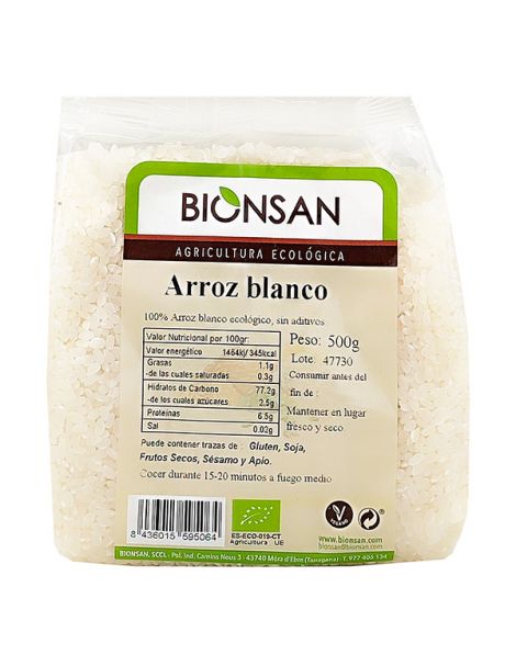Arroz Blanco Redondo Ecológico Bionsan - 500 gramos