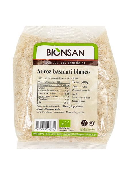 Arroz Basmati Blanco Ecológico Bionsan - 500 gramos