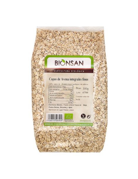 Copos de Avena Finos Ecológicos Bionsan - 500 gramos