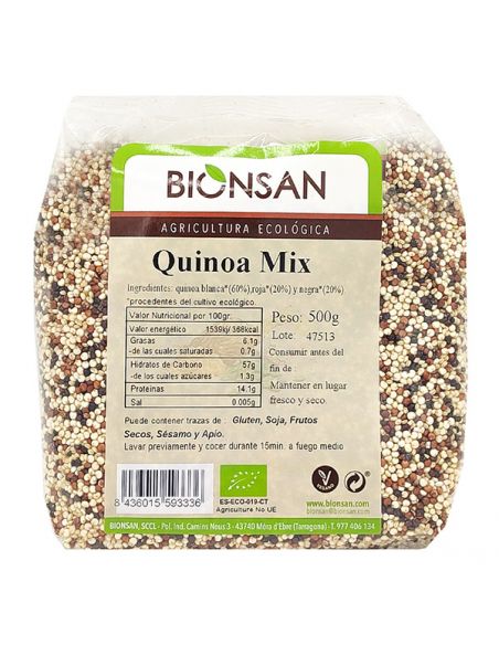 Quinoa Mix Tricolor en Grano Ecológica Bionsan - 500 gramos