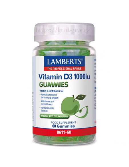 Vitamina D3 1000 UI 25 mcg. Lamberts - 60 Gominolas