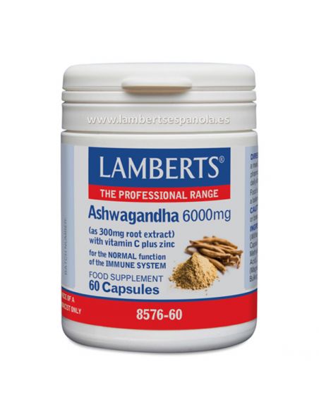 Ashwagandha 6000 mg. Lamberts - 60 cápsulas