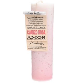Vela Artesanal de Soja con Cuarzo Rosa - Amor