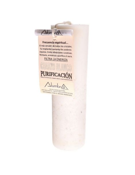 Vela Artesanal de Soja con Cuarzo Blanco - Purificación