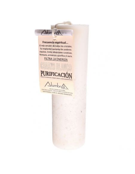 Vela Artesanal de Soja con Cuarzo Blanco - Purificación