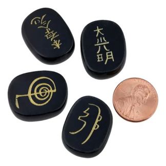 Set de Piedras de Shungit con Símbolos Reiki