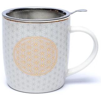 Taza de Té con Filtro y Flor de la Vida - 400 ml.