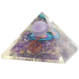 Orgonita Pirámide Amatista con Esfera, Metatrón y Espiral - 5.5 cm.