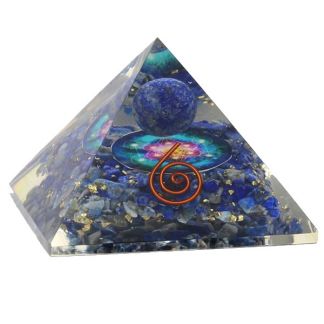 Orgonita Pirámide Lapislázuli con Esfera, Metatrón y Espiral - 5.5 cm.